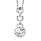 D'Joy - Moissanite Solitaire Drop Pendant with Chain (Size 20) in Platinum Overlay Sterling Silver 1.00 Ct.
