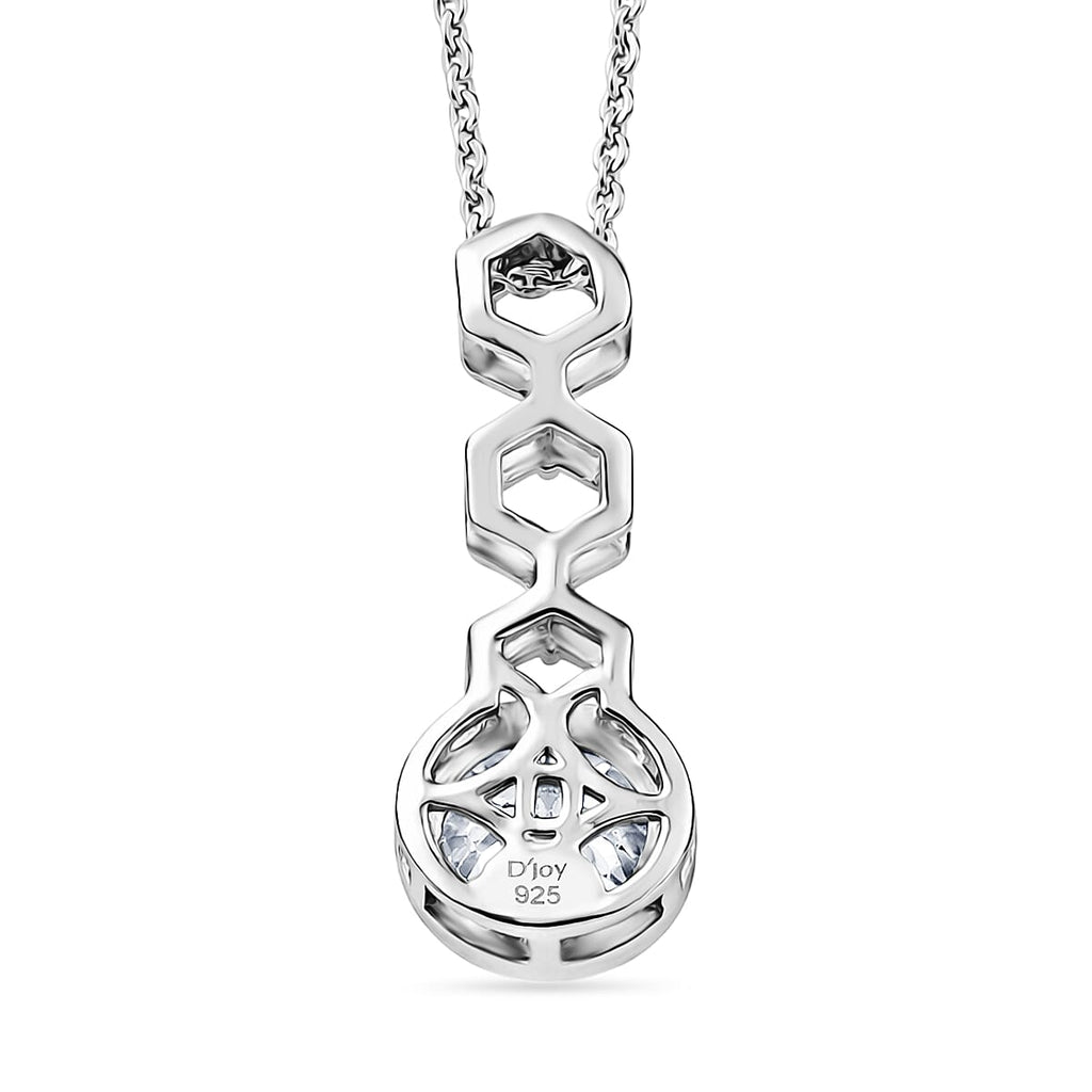 D'Joy - Moissanite Solitaire Drop Pendant with Chain (Size 20) in Platinum Overlay Sterling Silver 1.00 Ct.