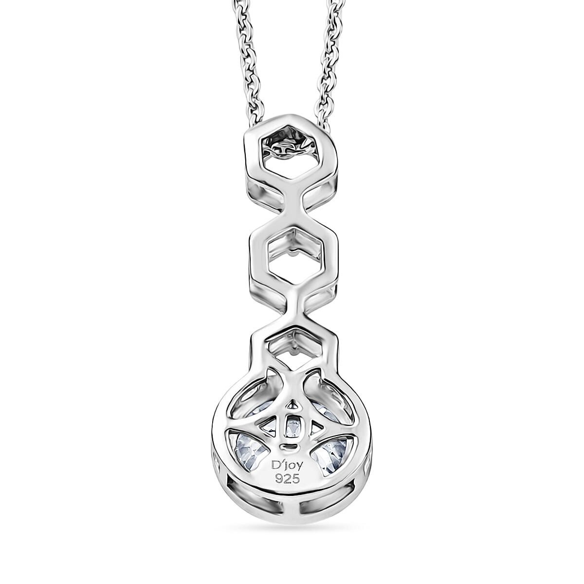 D'Joy - Moissanite Solitaire Drop Pendant with Chain (Size 20) in Platinum Overlay Sterling Silver 1.00 Ct. 4473303 5
