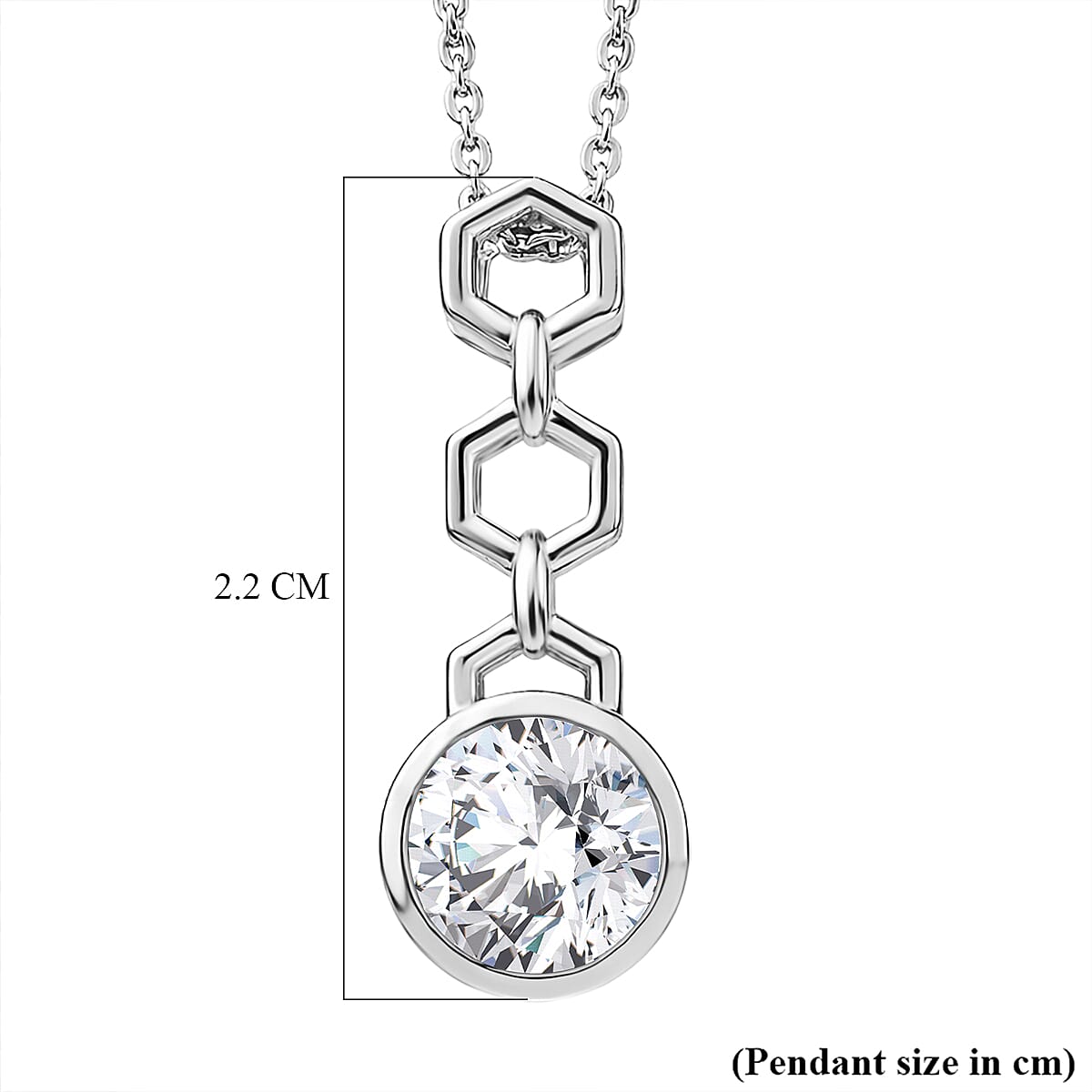D'Joy - Moissanite Solitaire Drop Pendant with Chain (Size 20) in Platinum Overlay Sterling Silver 1.00 Ct. 4473303 6