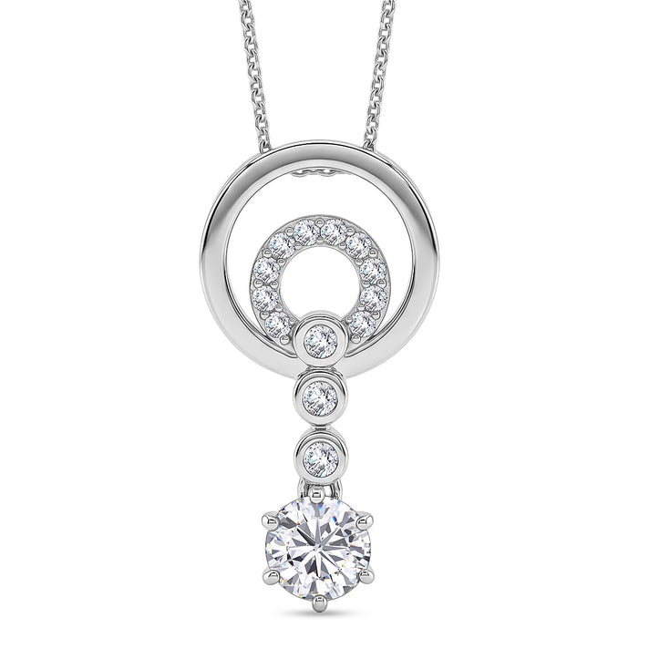 D'Joy - Moissanite Drop Pendant with Chain (Size 20) in Platinum Overlay Sterling Silver 1.07 Ct 4473306 1