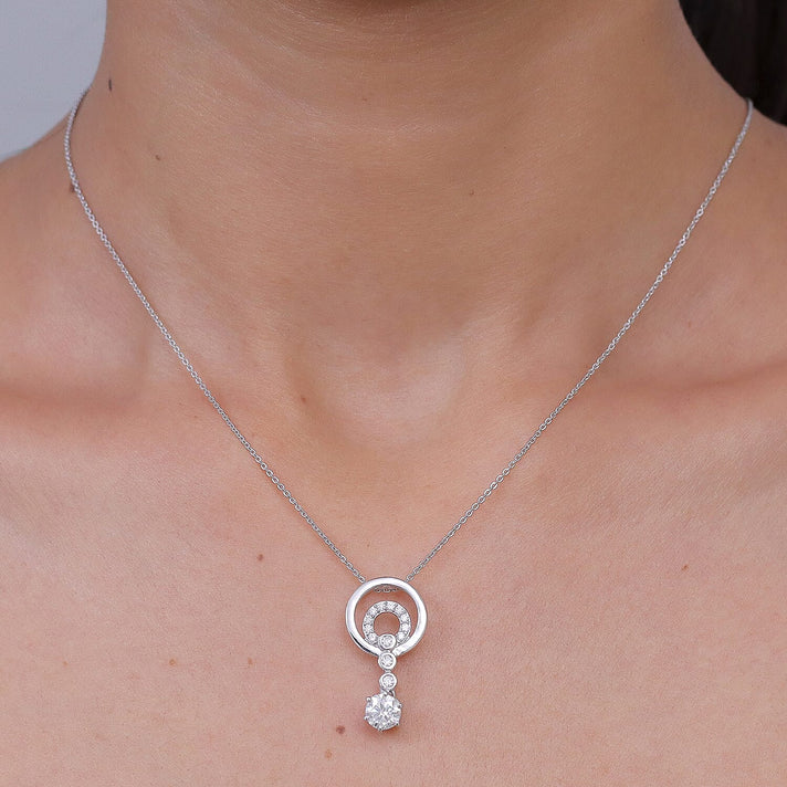 D'Joy - Moissanite Drop Pendant with Chain (Size 20) in Platinum Overlay Sterling Silver 1.07 Ct 4473306 2