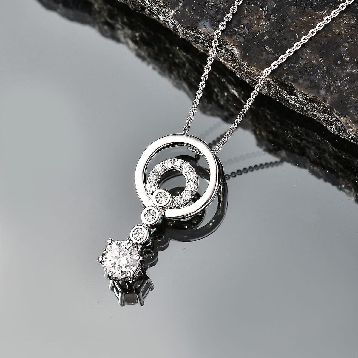 D'Joy - Moissanite Drop Pendant with Chain (Size 20) in Platinum Overlay Sterling Silver 1.07 Ct 4473306 3