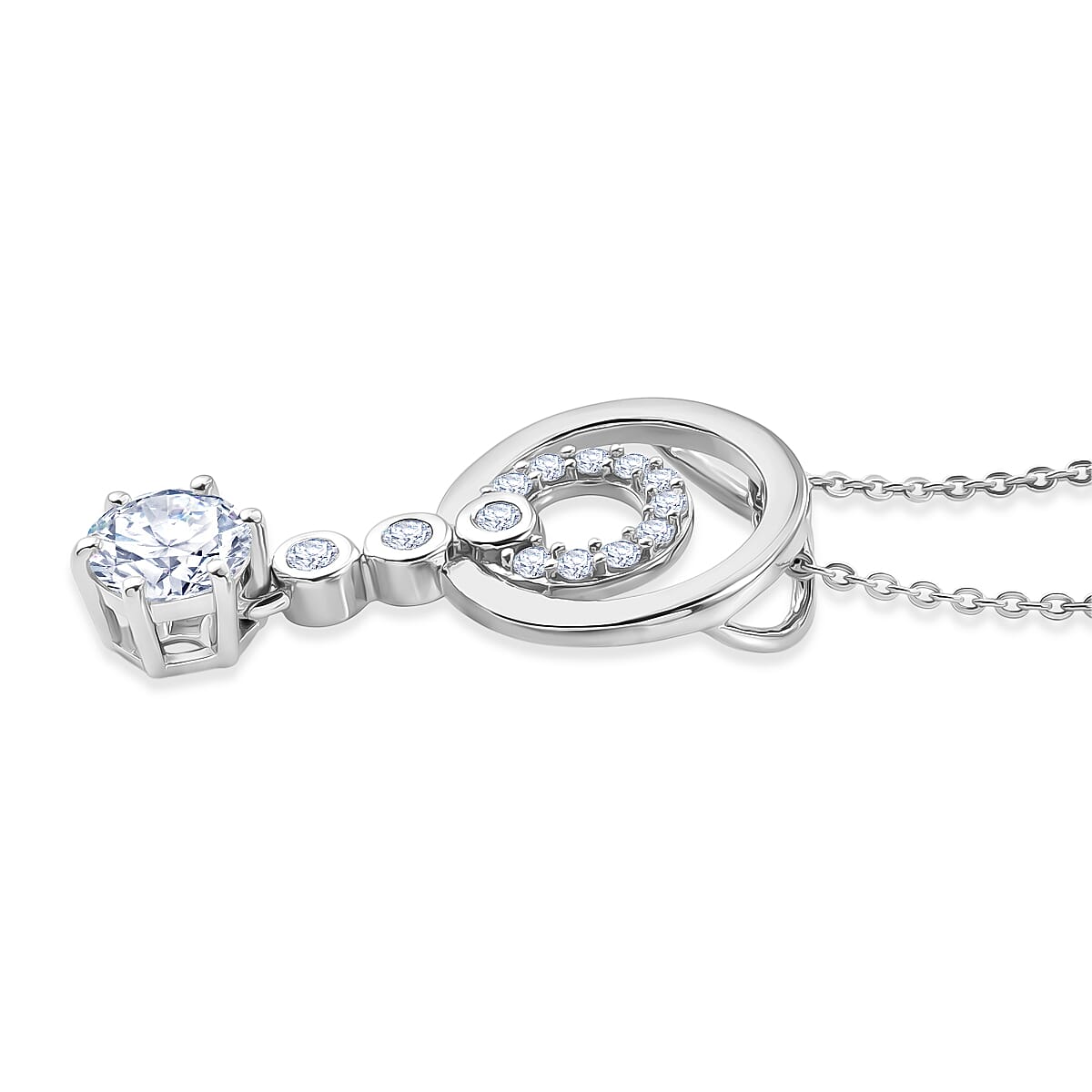 D'Joy - Moissanite Drop Pendant with Chain (Size 20) in Platinum Overlay Sterling Silver 1.07 Ct 4473306 4
