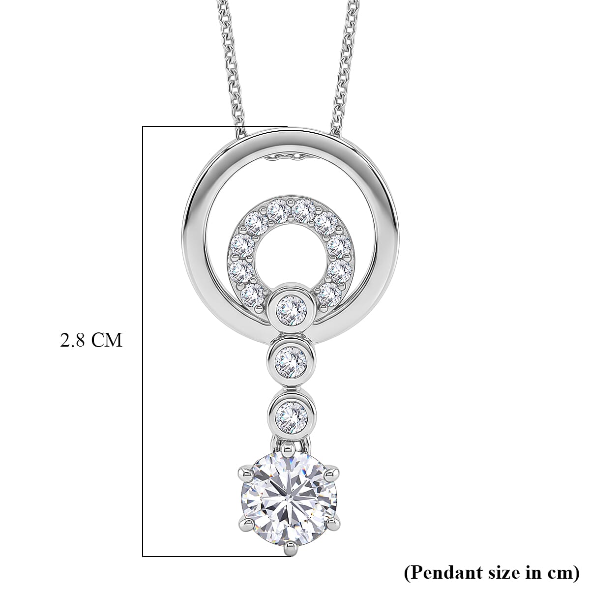 D'Joy - Moissanite Drop Pendant with Chain (Size 20) in Platinum Overlay Sterling Silver 1.07 Ct 4473306 6