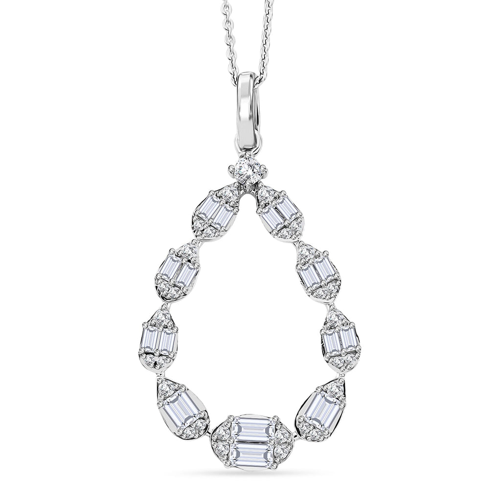 D'Joy - Moissanite Pendant with Chain (Size 20) in Rhodium Overlay Sterling Silver 1.16 Ct.