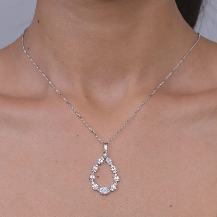 D'Joy - Moissanite Pendant with Chain (Size 20) in Rhodium Overlay Sterling Silver 1.16 Ct. 4473292 2