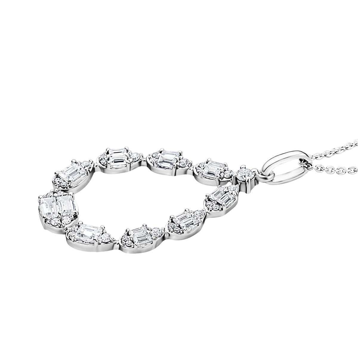 D'Joy - Moissanite Pendant with Chain (Size 20) in Rhodium Overlay Sterling Silver 1.16 Ct. V32568642 4