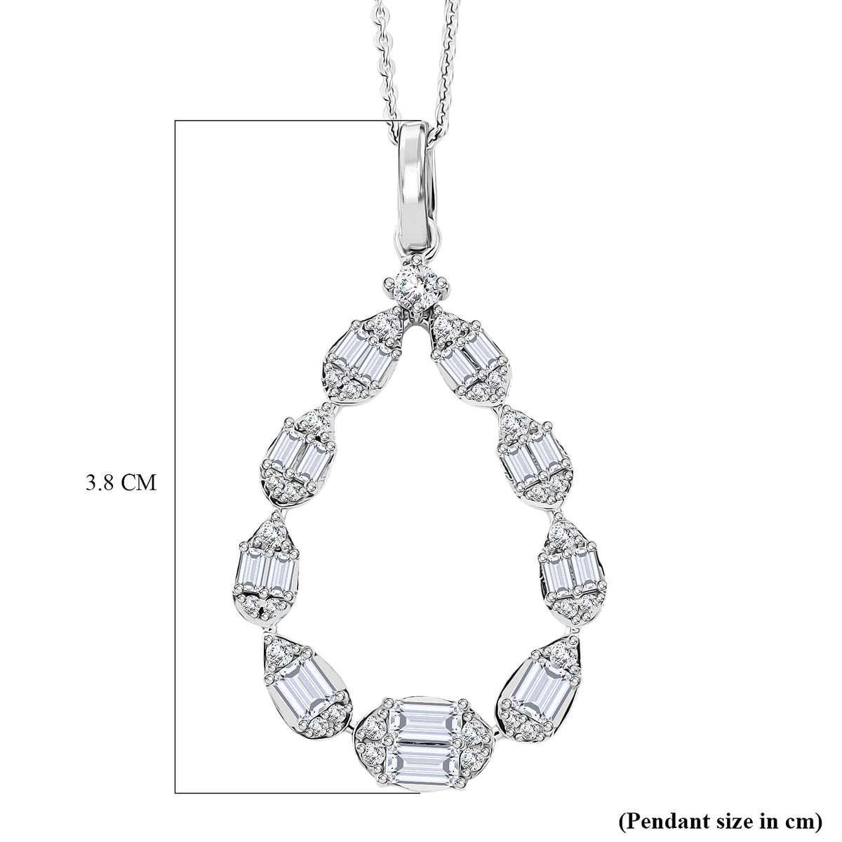D'Joy - Moissanite Pendant with Chain (Size 20) in Rhodium Overlay Sterling Silver 1.16 Ct. V32568642 6