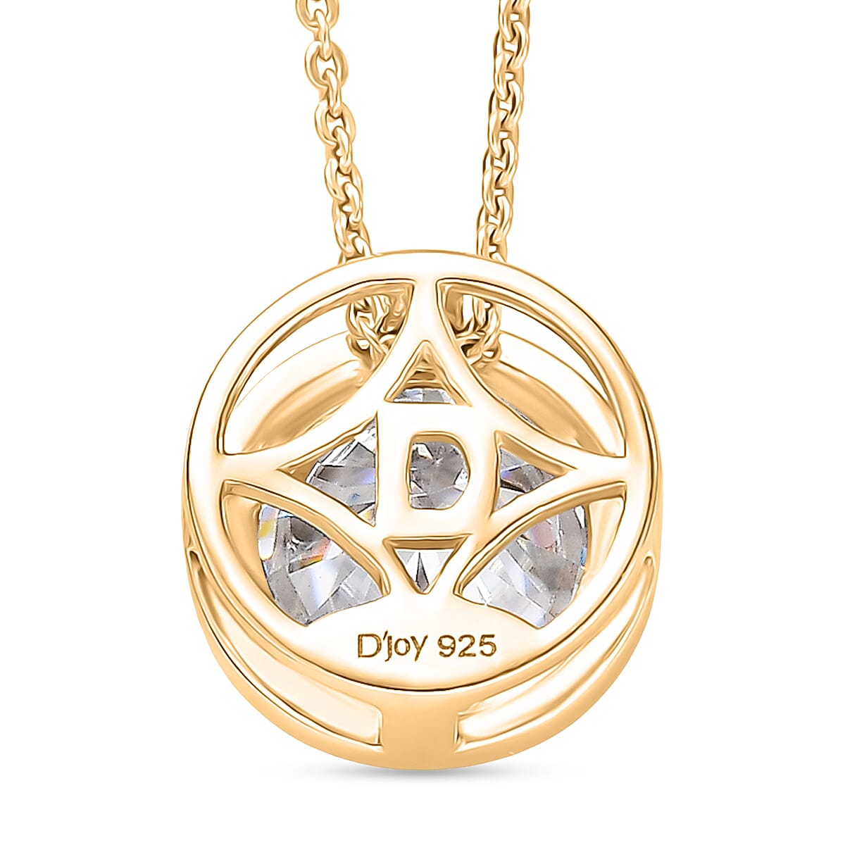 D'Joy Moissanite Solitaire Pendant with Chain (Size 20) in Yellow Gold Plated Sterling Silver 2.55 Ct. 4448990 5
