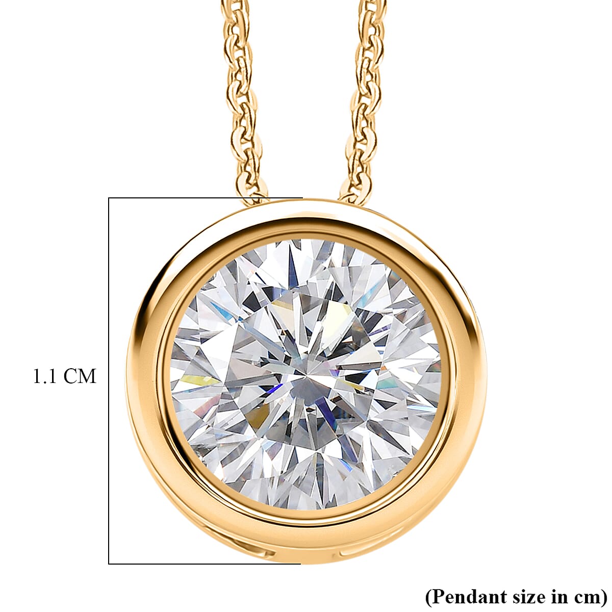 D'Joy Moissanite Solitaire Pendant with Chain (Size 20) in Yellow Gold Plated Sterling Silver 2.55 Ct. 4448990 7