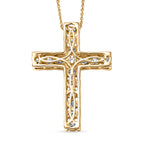 D'Joy Moissanite Cross Pendant with Chain (Size 20) in Yellow Gold Plated Sterling Silver 1.66 Ct.
