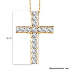 D'Joy Moissanite Cross Pendant with Chain (Size 20) in Yellow Gold Plated Sterling Silver 1.66 Ct.