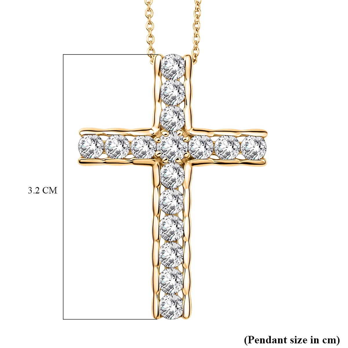 D'Joy Moissanite Cross Pendant with Chain (Size 20) in Yellow Gold Plated Sterling Silver 1.66 Ct. 4449904 6