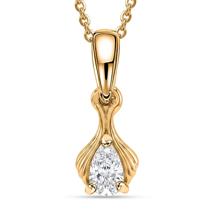 D'Joy - Moissanite Solitaire Pendant with Chain (Size 20) in Yellow Gold Plated Sterling Silver 4473302 1