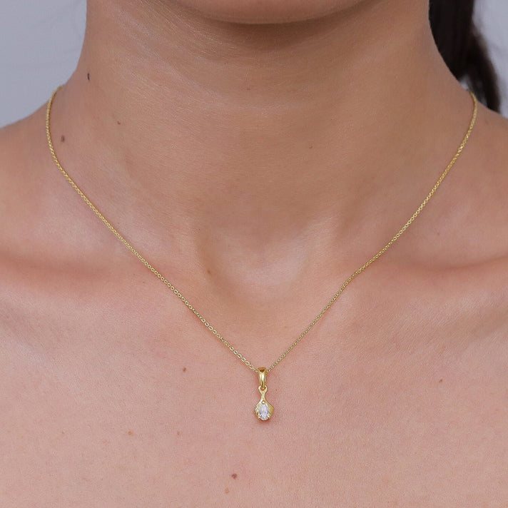 D'Joy - Moissanite Solitaire Pendant with Chain (Size 20) in Yellow Gold Plated Sterling Silver 4473302 2