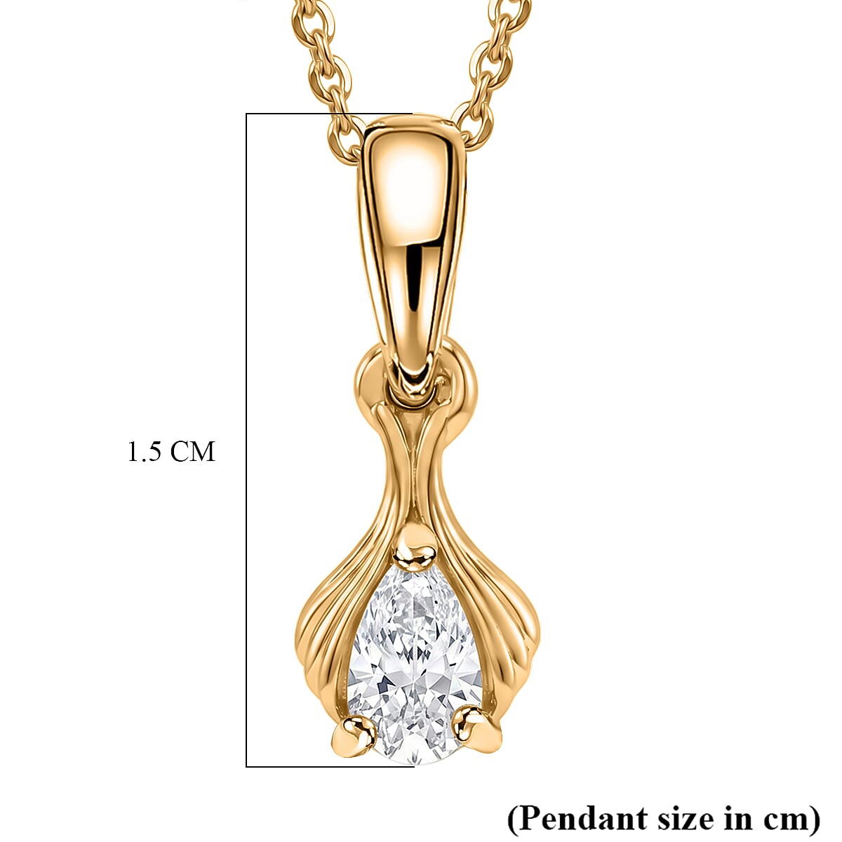 D'Joy - Moissanite Solitaire Pendant with Chain (Size 20) in Yellow Gold Plated Sterling Silver V32518218 4
