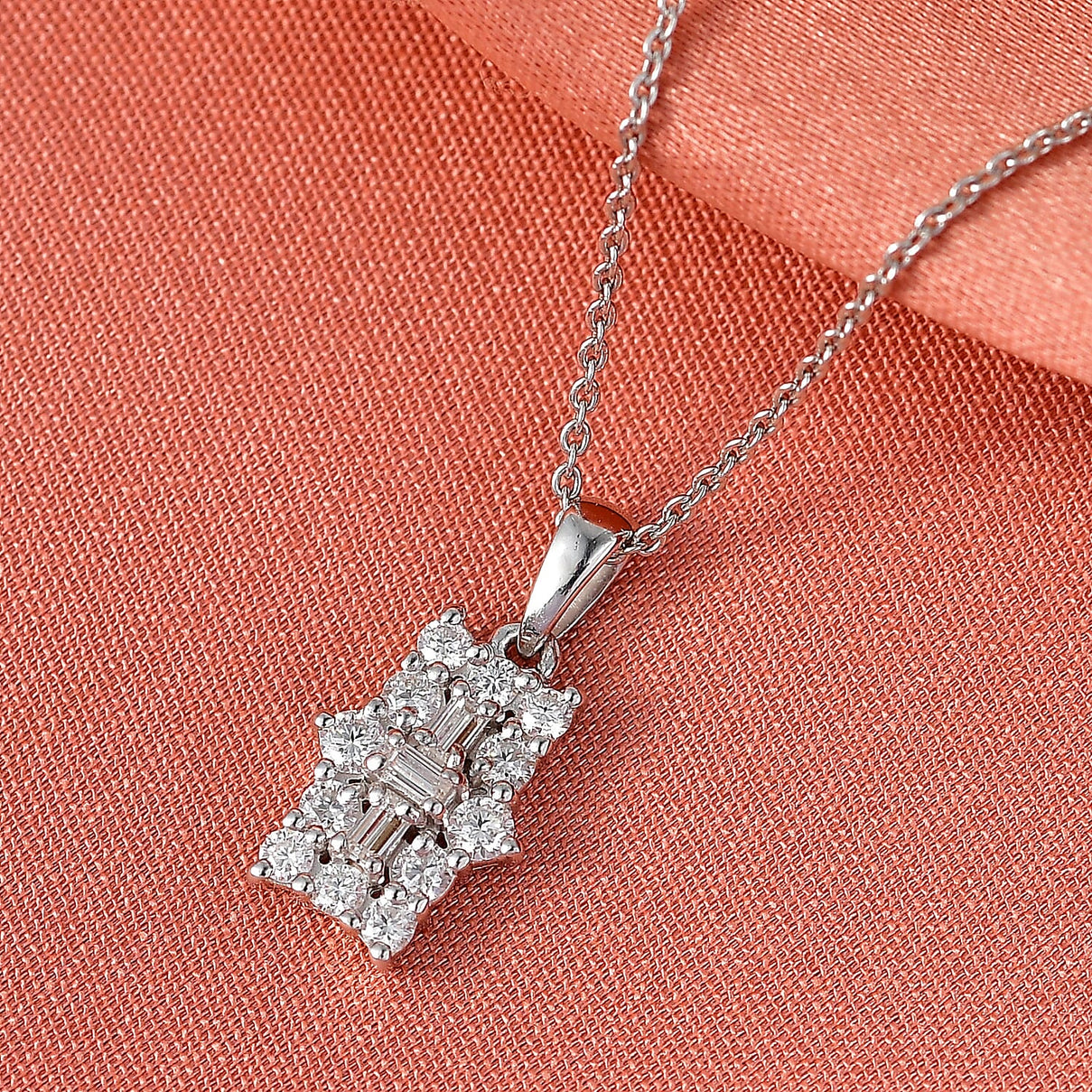 D'Joy Moissanite Boat Pendant with Chain (Size 20) in Platinum Overlay Sterling Silver 4449507 2