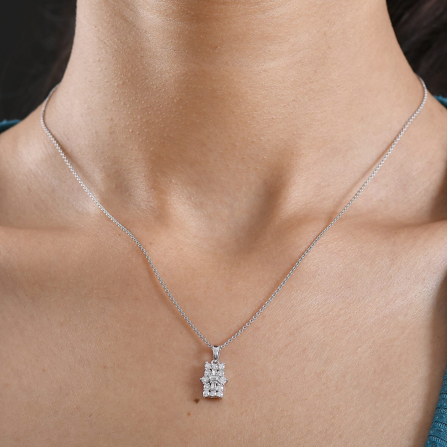 D'Joy Moissanite Boat Pendant with Chain (Size 20) in Platinum Overlay Sterling Silver 4449507 3