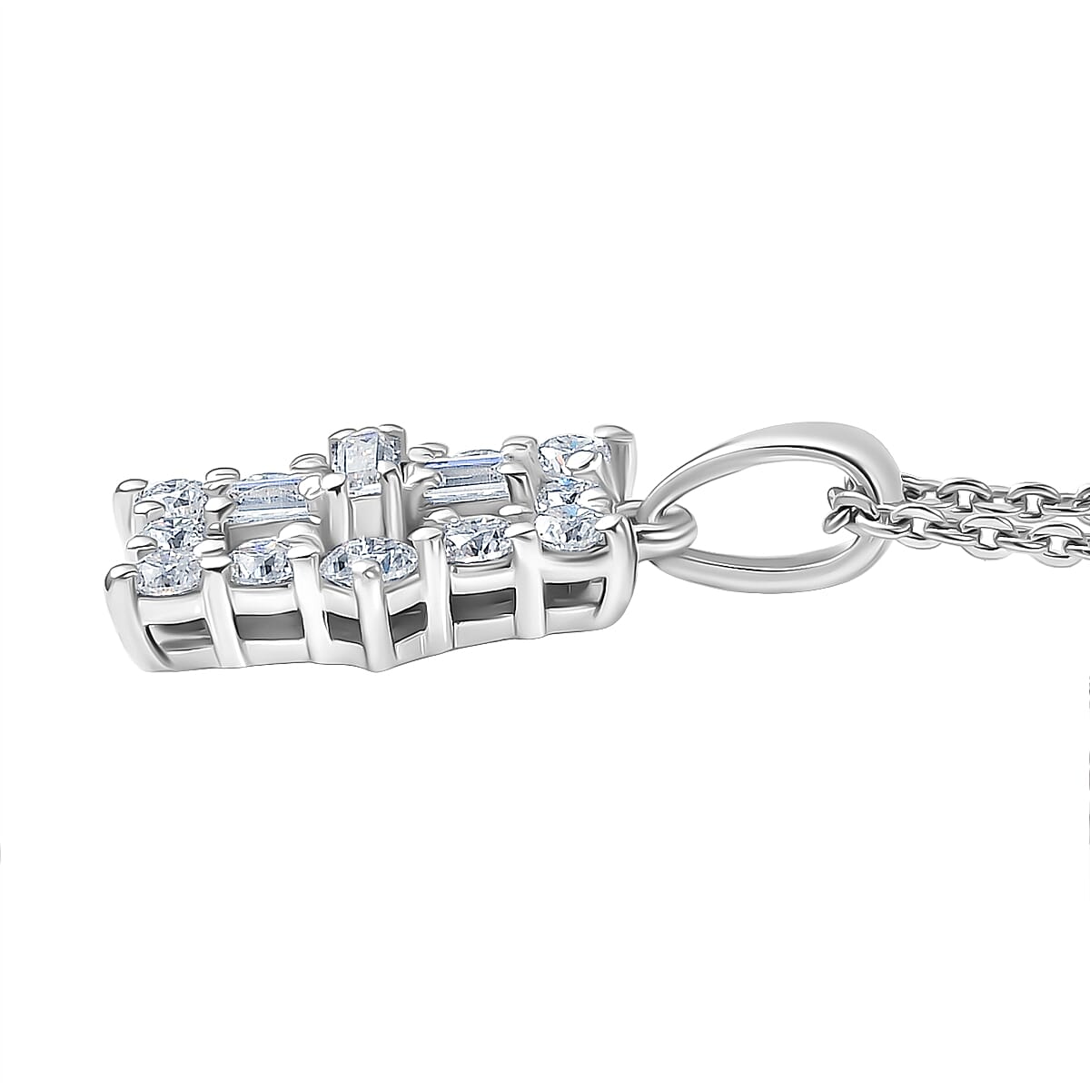 D'Joy Moissanite Boat Pendant with Chain (Size 20) in Platinum Overlay Sterling Silver 4449507 4