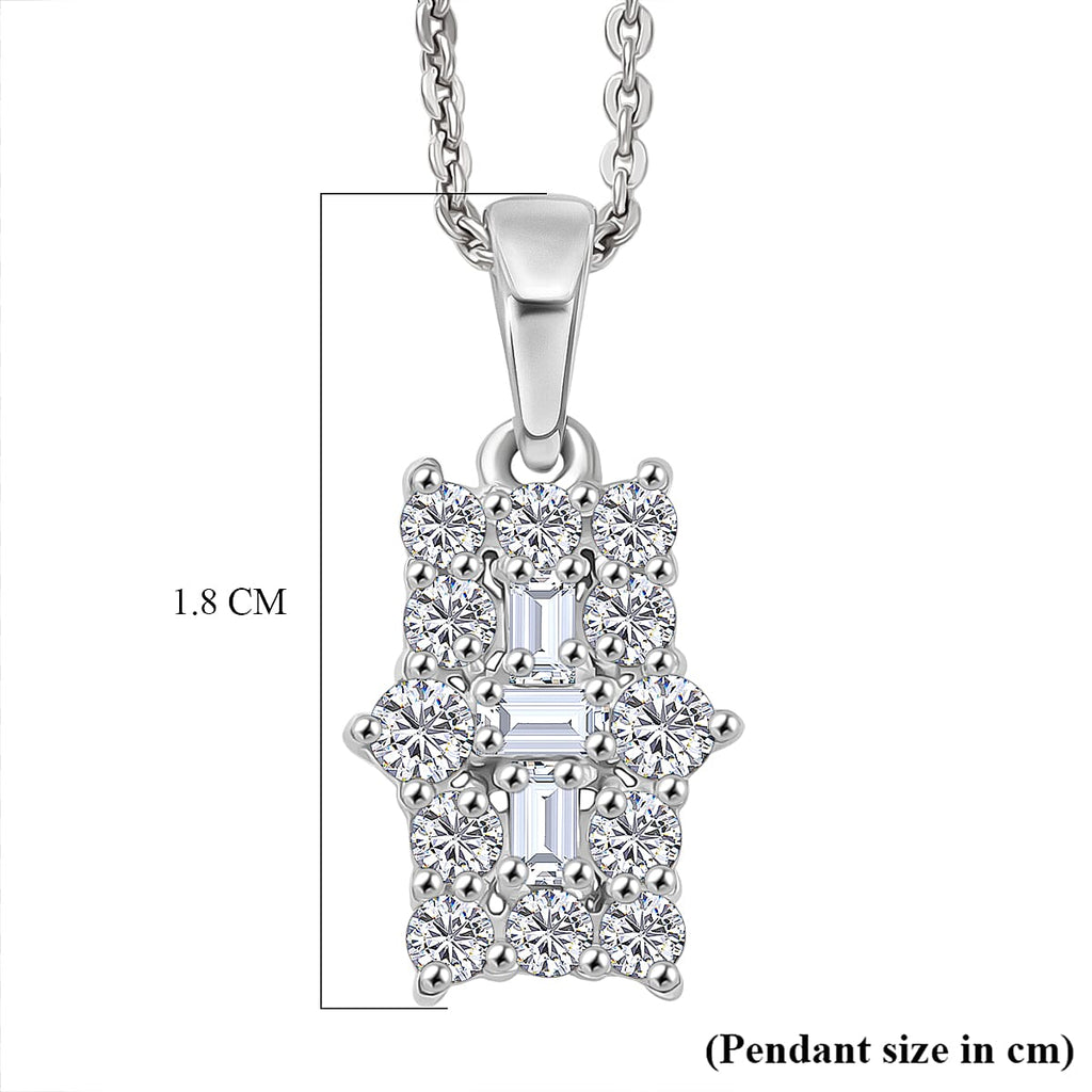 D'Joy Moissanite Boat Pendant with Chain (Size 20) in Platinum Overlay Sterling Silver
