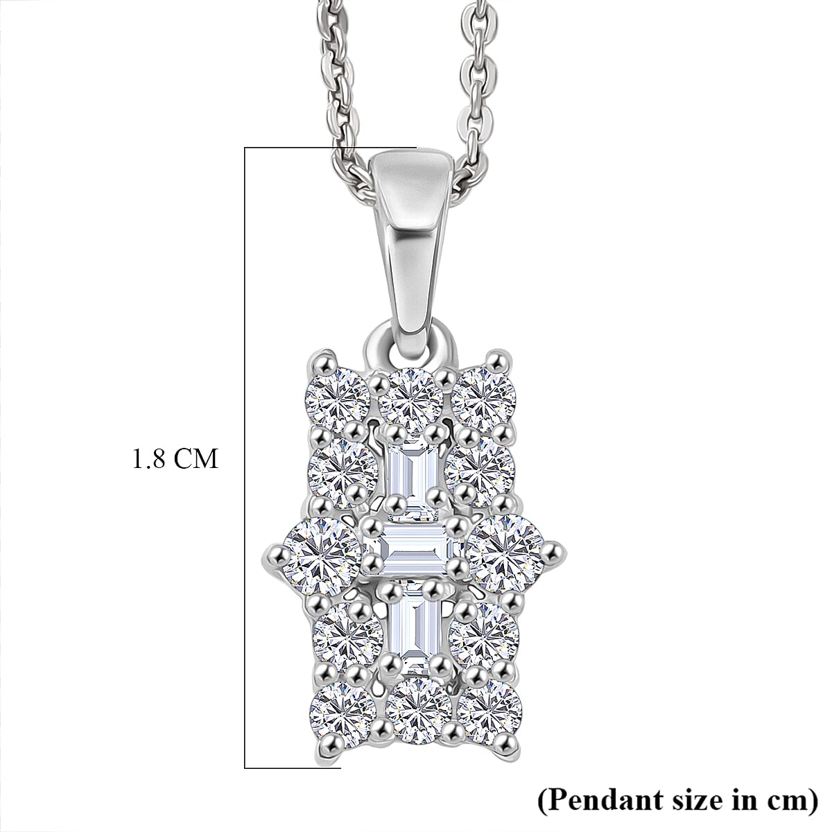 D'Joy Moissanite Boat Pendant with Chain (Size 20) in Platinum Overlay Sterling Silver 4449507 7