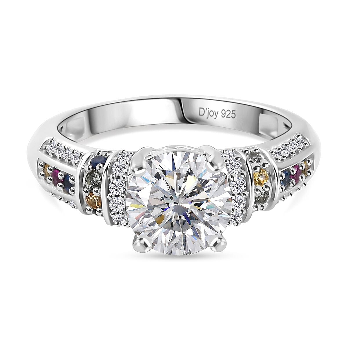 D'joy 1.8 Ct. Moissanite Solitaire Ring in Rhodium Sterling Silver 8270020 0