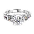 D'Joy Moissanite & Pink Sapphire Ring in Rhodium Overlay Sterling Silver 1.79 Ct.