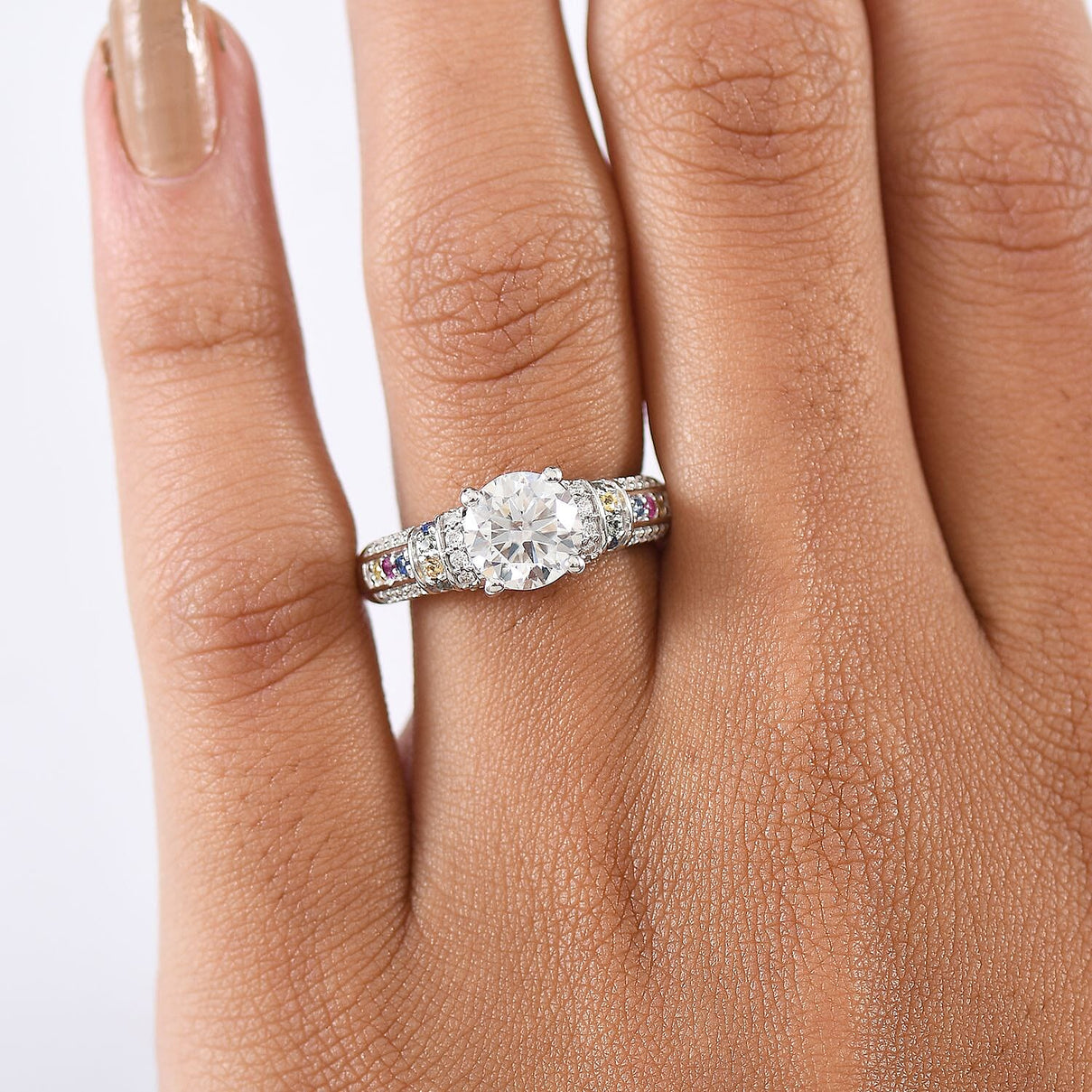 D'joy 1.8 Ct. Moissanite Solitaire Ring in Rhodium Sterling Silver 8270020 3