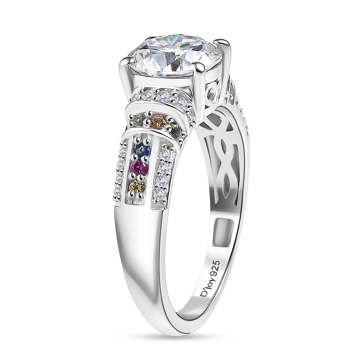 D'joy 1.8 Ct. Moissanite Solitaire Ring in Rhodium Sterling Silver 8270020 4