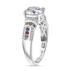 D'Joy Moissanite & Pink Sapphire Ring in Rhodium Overlay Sterling Silver 1.79 Ct.