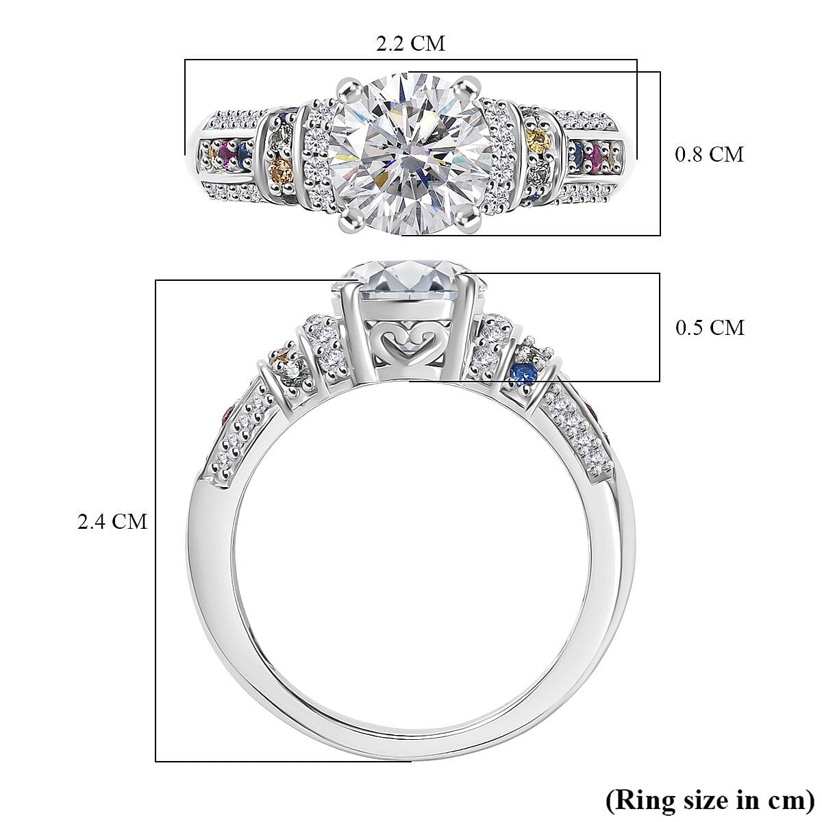 D'joy 1.8 Ct. Moissanite Solitaire Ring in Rhodium Sterling Silver 8270020 6