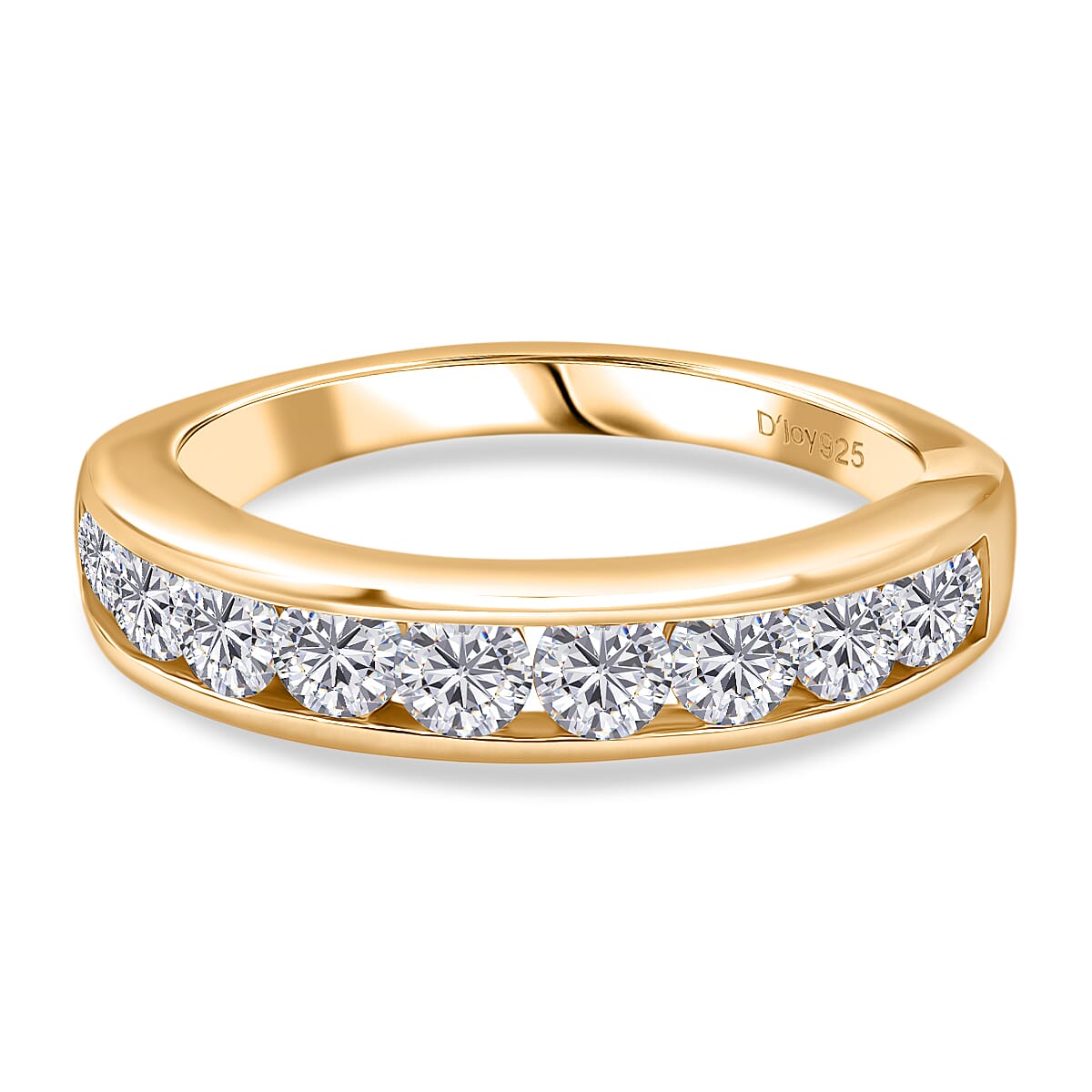 0.9 Ct. Moissanite Half-Eternity Ring in 18K Yellow Gold Sterling Silver 8352044 0
