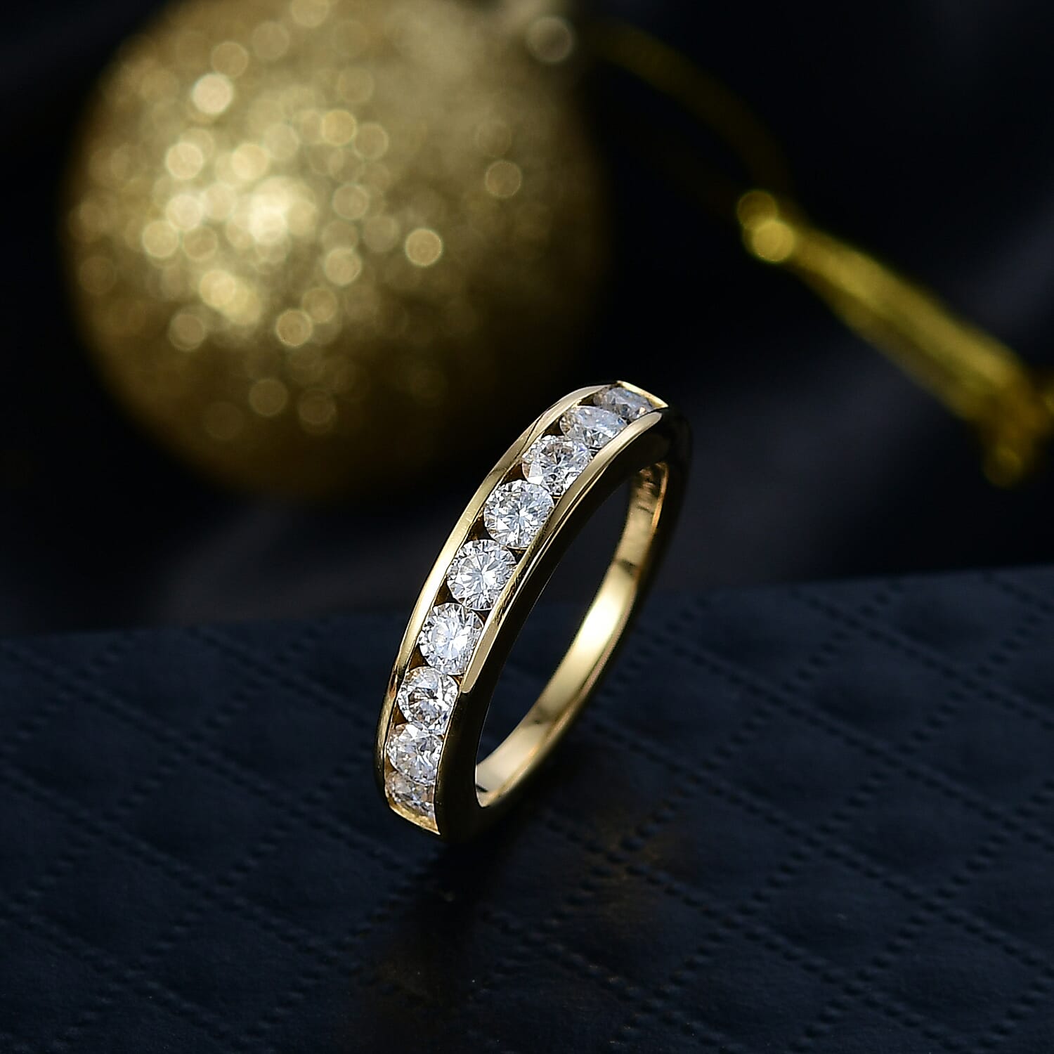 0.9 Ct. Moissanite Half-Eternity Ring in 18K Yellow Gold Sterling Silver 8352044 2