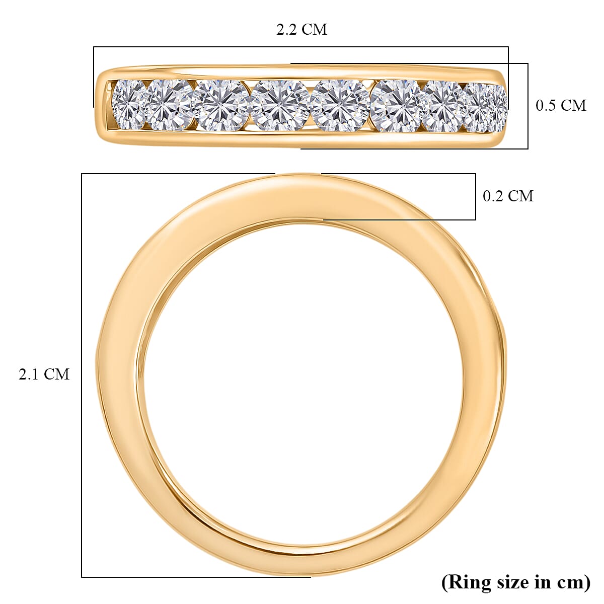 0.9 Ct. Moissanite Half-Eternity Ring in 18K Yellow Gold Sterling Silver 8352044 6
