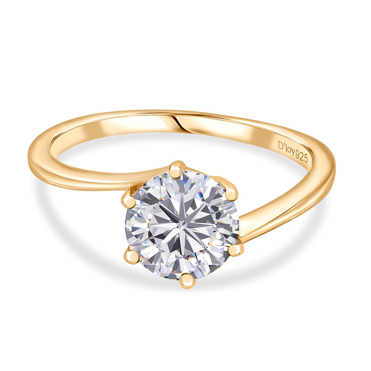 1.2 Ct. Moissanite Solitaire Ring in 18K Yellow Gold Sterling Silver 8351482 0