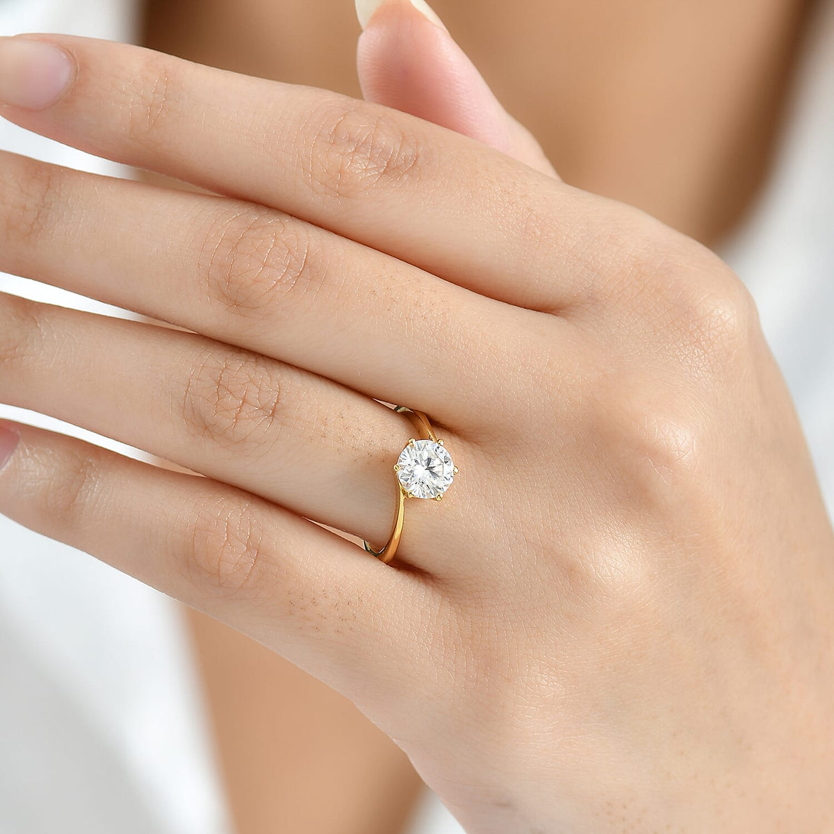 1.2 Ct. Moissanite Solitaire Ring in 18K Yellow Gold Sterling Silver 8351482 3