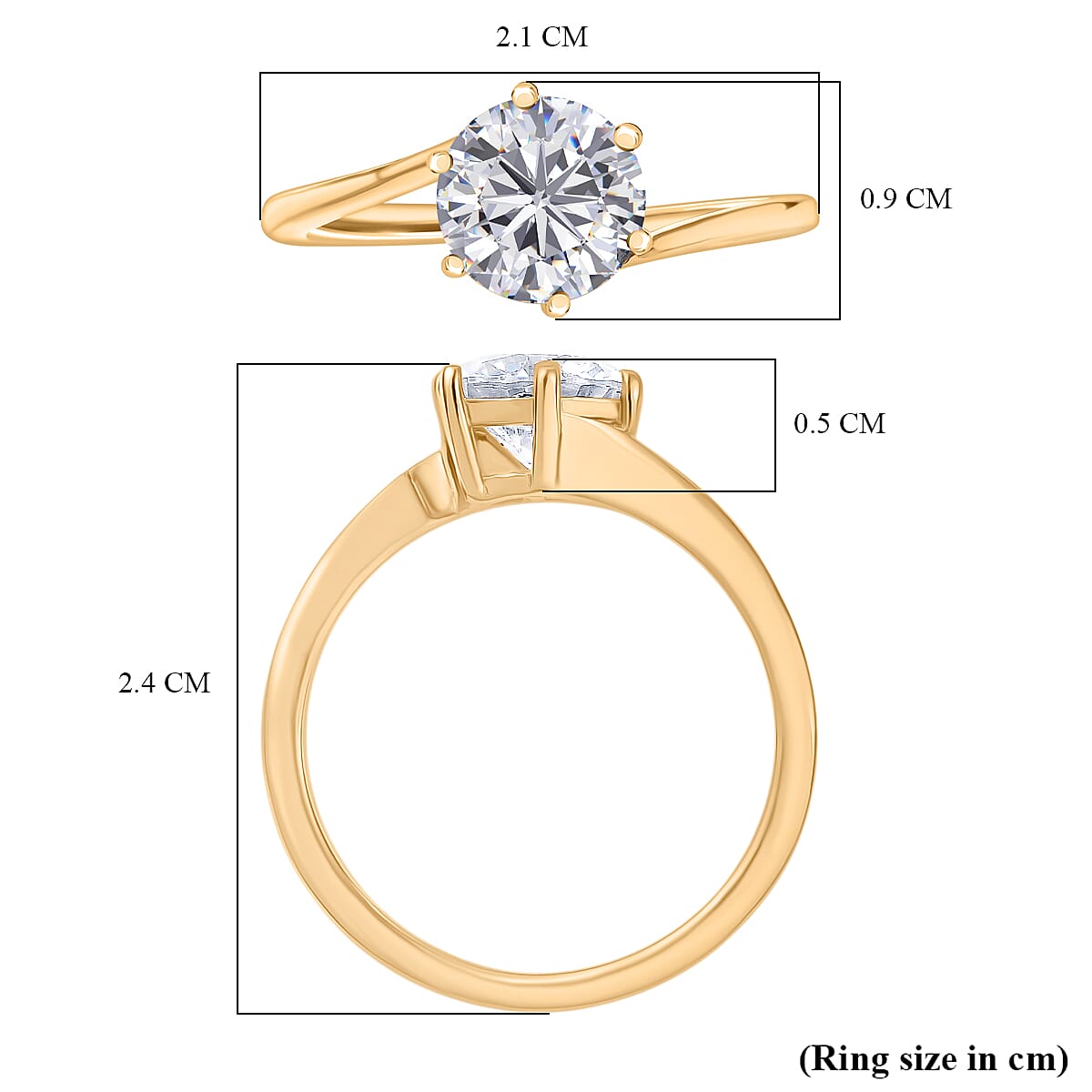 1.2 Ct. Moissanite Solitaire Ring in 18K Yellow Gold Sterling Silver 8351482 6