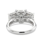 D'Joy Royal Asscher Cut Moissanite Trilogy Ring in Rhodium Overlay Sterling Silver 5.52 Ct.