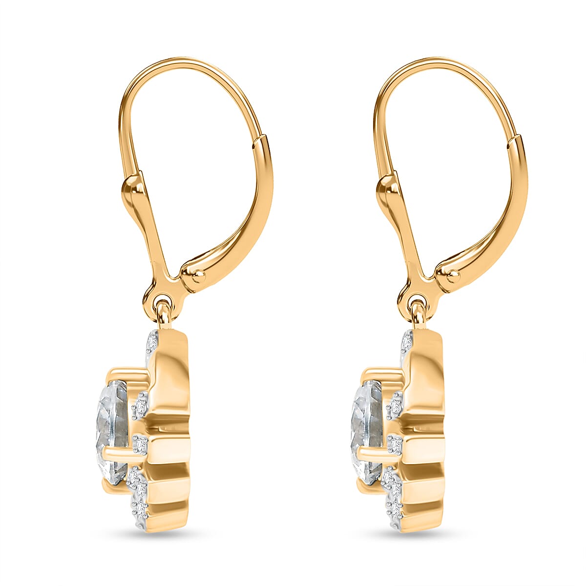D'Joy Moissanite Sunburst Lever Back Earring in Yellow Gold Plated Sterling Silver 1.71 Ct. 8250665 4