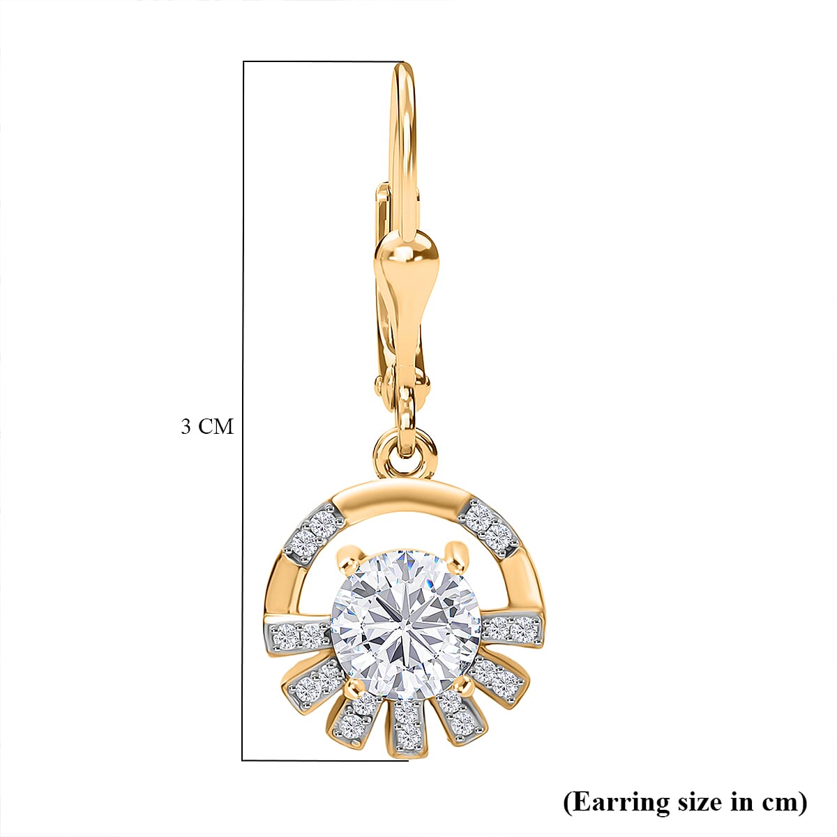D'Joy Moissanite Sunburst Lever Back Earring in Yellow Gold Plated Sterling Silver 1.71 Ct. 8250665 6