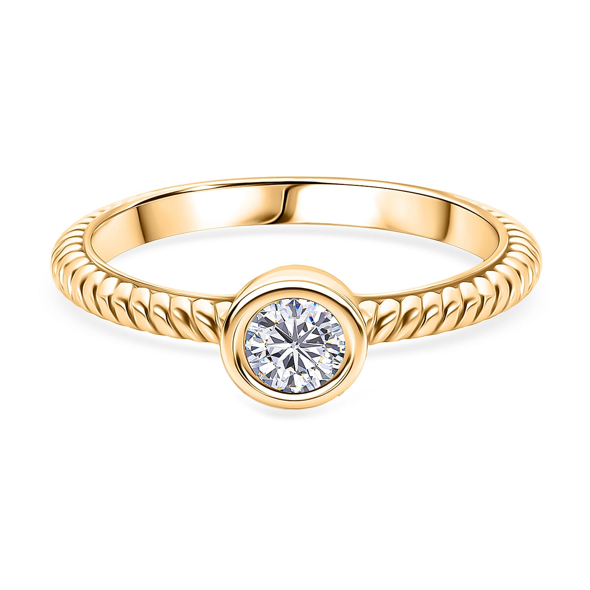 D'Joy Moissanite Brilliant-Cut Solitaire Ring in Yellow Gold Plated Sterling Silver 8238459 0
