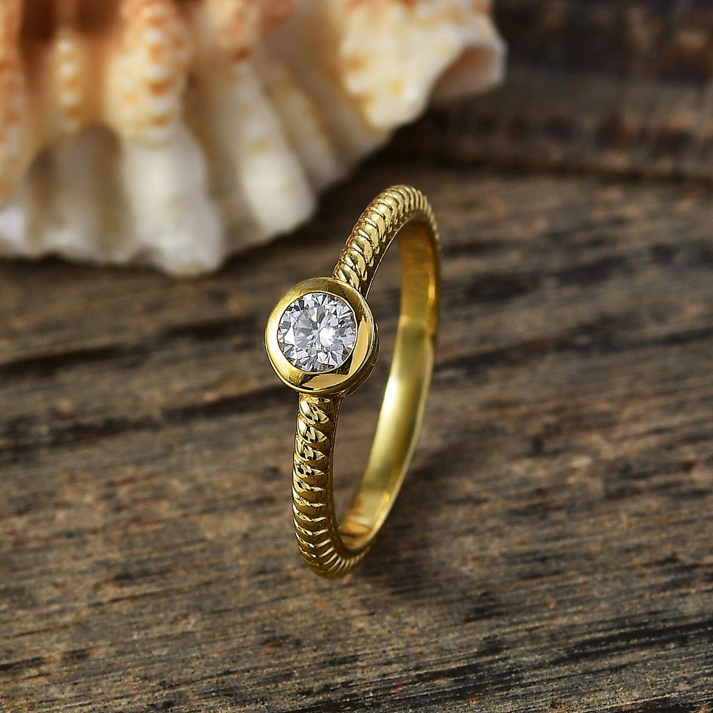 D'Joy Moissanite Solitaire Ring Sterling Silver