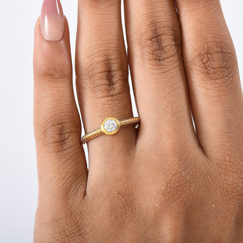 D'Joy Moissanite Solitaire Ring Sterling Silver