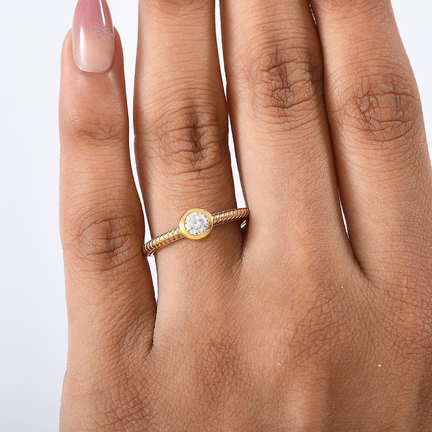 D'Joy Moissanite Brilliant-Cut Solitaire Ring in Yellow Gold Plated Sterling Silver 8238459 3