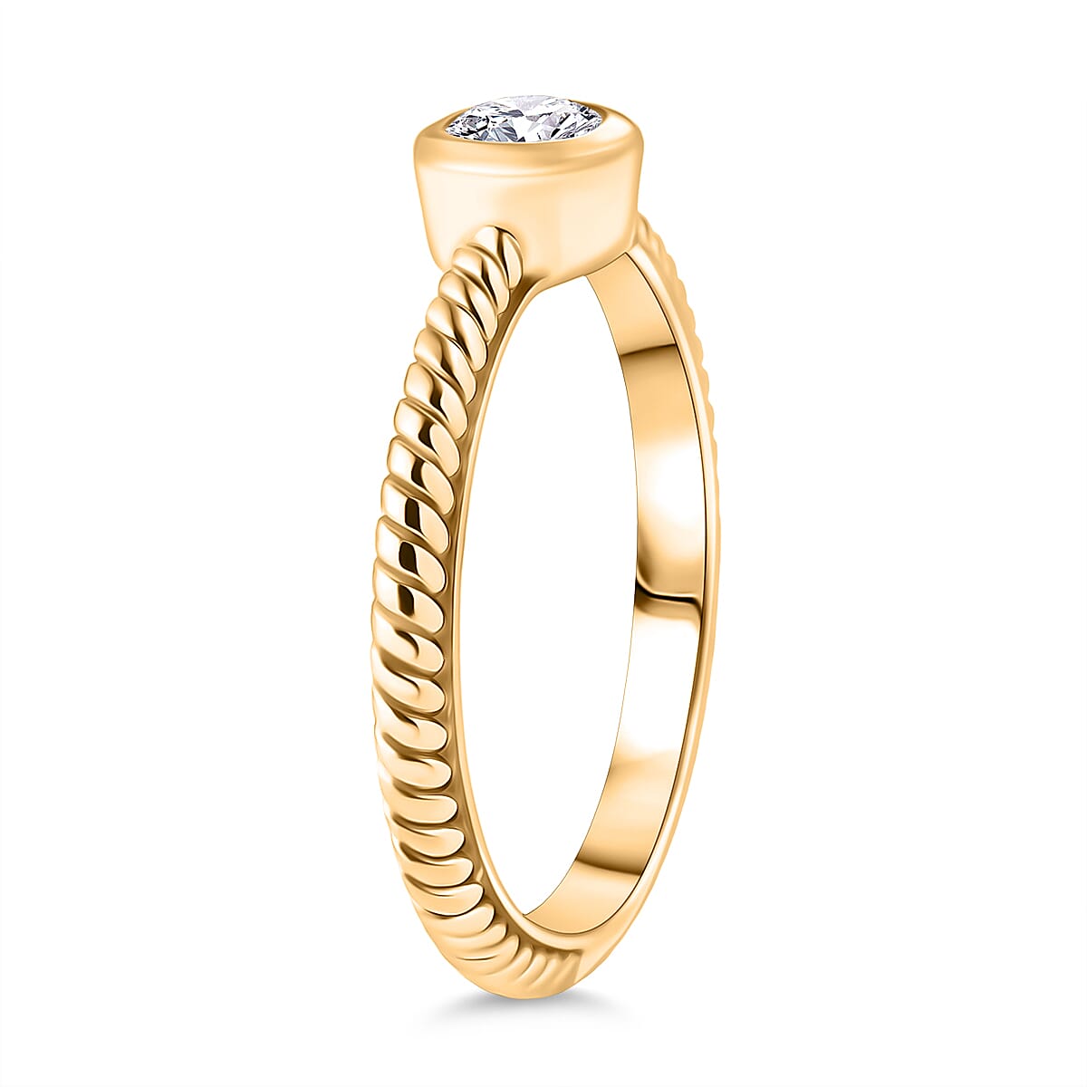 D'Joy Moissanite Brilliant-Cut Solitaire Ring in Yellow Gold Plated Sterling Silver 8238459 4