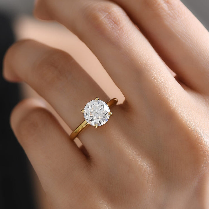 D'Joy Moissanite Solitaire Ring in 18K Vermeil Yellow Gold Plated Sterling Silver 2.09 Ct. 8499544 2