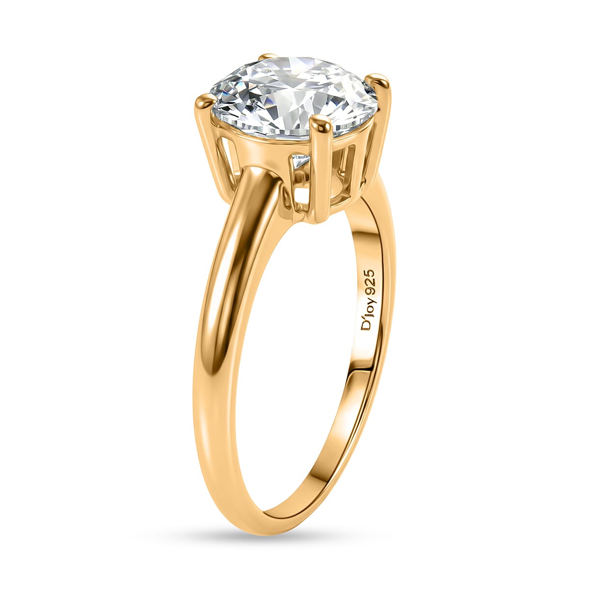 D'Joy - Moissanite Solitaire Heart &amp; Arrow Cut Ring in 18K Vermeil Yellow Gold Plated Sterling Silver 2.09 Ct. V32518807 3