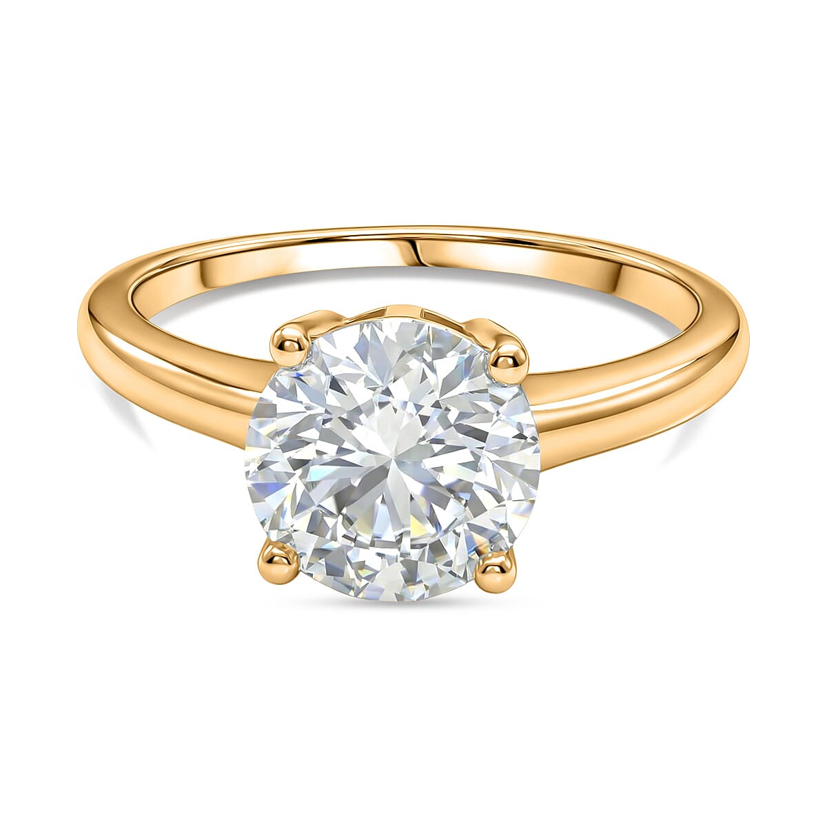 D'Joy - Moissanite Solitaire Heart &amp; Arrow Cut Ring in 18K Vermeil Yellow Gold Plated Sterling Silver 2.09 Ct. 8499545 0