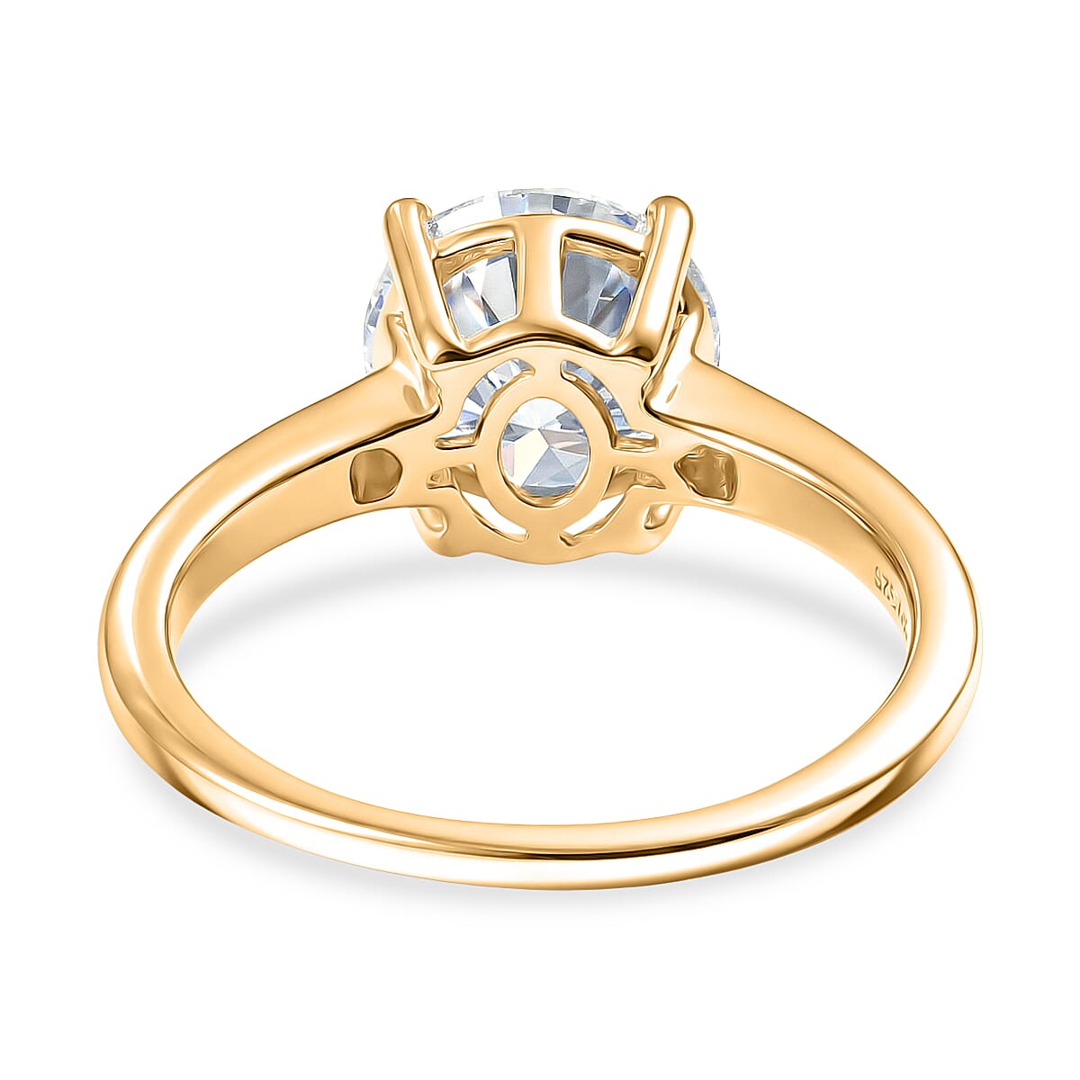 D'Joy - Moissanite Solitaire Heart &amp; Arrow Cut Ring in 18K Vermeil Yellow Gold Plated Sterling Silver 2.09 Ct. 8499545 4